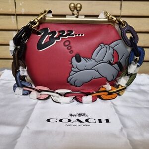 NWT Coach X Disney Pluto Kisslock Bag w/3 STRAPS